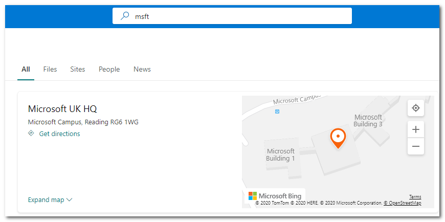 SharePoint Search location result
